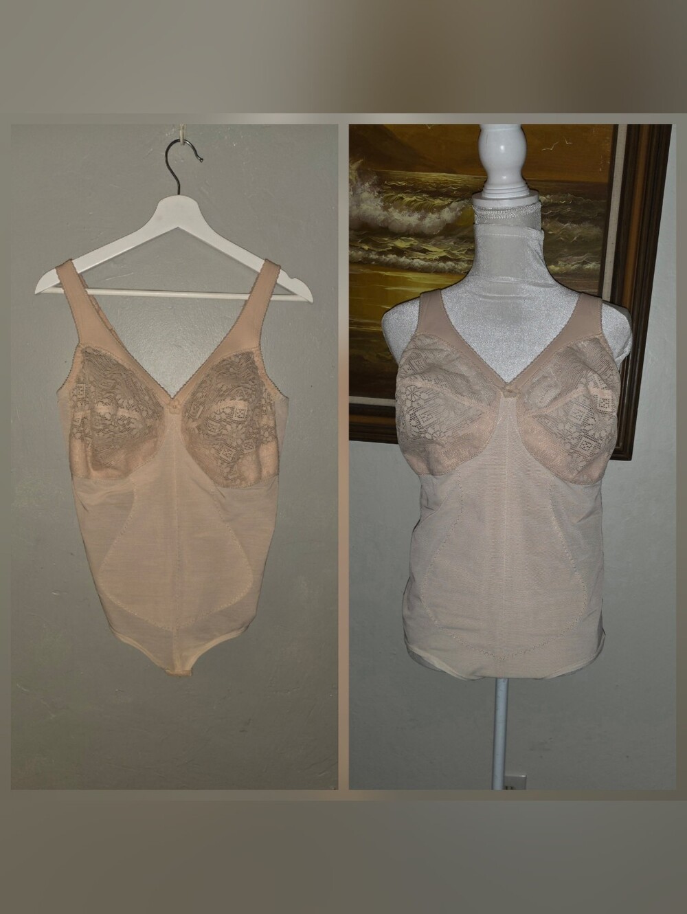 Vintage 1970s 1980s Nude Bodysuit Bra Girdle By Glamorise
